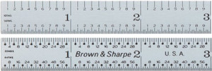 Brown & Sharpe Steel Rule, Chrome Finish, Solid, 24" Inch 4R Graduation - 599-314-2404