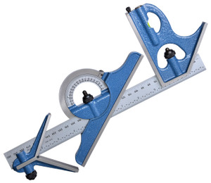 PEC Tools 4 pc. Combination Square Set, Cast Iron, 12"/300mm E/M - 7127-012