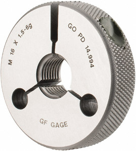 GF Gage Threaded Ring Gage: M16 x 1.50 Thread, Metric, Class 6G, Go Class 6G R1601506GGK - 55334478