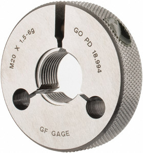 GF Gage Threaded Ring Gage: M20 x 1.50 Thread, Metric, Class 6G, Go Class 6G R2001506GGK - 55334536