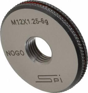 SPI Threaded Ring Gage: M12 x 1.25 Thread, Metric, Class 6G, No Go Class 6G, Oil Hardened Non-Shrinking Steel (OHNS), , NPL Traceability Certification Included 34-488-7 - 75890715