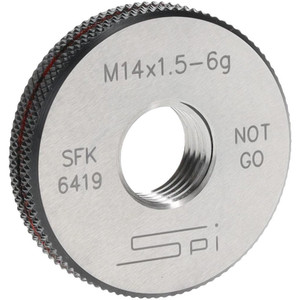 SPI Threaded Ring Gage: M14 x 1.50 Thread, Metric, Class 6G, No Go Class 6G, Oil Hardened Non-Shrinking Steel (OHNS), , NPL Traceability Certification Included 34-492-9 - 75890731