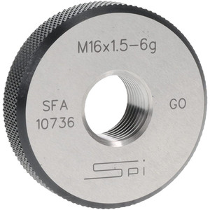 SPI Threaded Ring Gage: M16 x 1.50 Thread, Metric, Class 6G, Go Class 6G, Oil Hardened Non-Shrinking Steel (OHNS), , NPL Traceability Certification Included 34-495-2 - 75890749