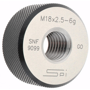 SPI Threaded Ring Gage: M18 x 2.50 Thread, Metric, Class 6G, Go Class 6G, Oil Hardened Non-Shrinking Steel (OHNS), , NPL Traceability Certification Included 34-501-7 - 75890509