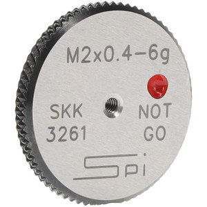 SPI Threaded Ring Gage: M2 x 0.40 Thread, Metric, Class 6G, No Go Class 6G, Oil Hardened Non-Shrinking Steel (OHNS), , NPL Traceability Certification Included 34-460-6 - 75890210