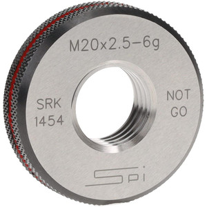 SPI Threaded Ring Gage: M20 x 2.50 Thread, Metric, Class 6G, No Go Class 6G, Oil Hardened Non-Shrinking Steel (OHNS), , NPL Traceability Certification Included 34-506-6 - 75890533