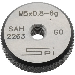 SPI Threaded Ring Gage: M5 x 0.80 Thread, Metric, Class 6G, Go Class 6G, Oil Hardened Non-Shrinking Steel (OHNS), , NPL Traceability Certification Included 34-473-9 - 75890343