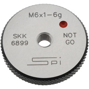 SPI Threaded Ring Gage: M6 x 1.00 Thread, Metric, Class 6G, No Go Class 6G, Oil Hardened Non-Shrinking Steel (OHNS), , NPL Traceability Certification Included 34-476-2 - 75890376