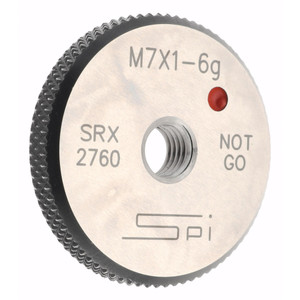 SPI Threaded Ring Gage: M7 x 1.00 Thread, Metric, Class 6G, No Go Class 6G, Oil Hardened Non-Shrinking Steel (OHNS), , NPL Traceability Certification Included 34-478-8 - 75890392