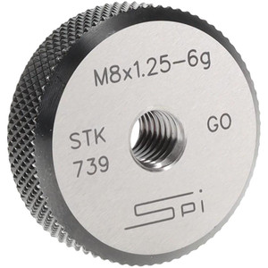 SPI Threaded Ring Gage: M8 x 1.25 Thread, Metric, Class 6G, Go Class 6G, Oil Hardened Non-Shrinking Steel (OHNS), , NPL Traceability Certification Included 34-481-2 - 75890400