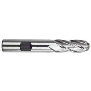 Morse Cutting Tools 96513 Ball Nose End Mill, 5/16" Dia. x 3/4" LOC x 3/8" Shank Dia. x 2-1/2" OAL, 4 FL, HSS, TiN, Series 4554G - 1021797