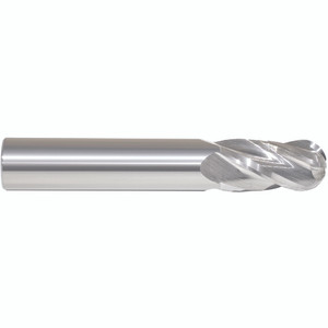 Morse Cutting Tools 57186 Ball Nose End Mill, 29/64" Dia. x 1" LOC x 1/2" Shank Dia. x 3" OAL, 4 FL, Carbide, Uncoated, Series 5942 - 1026489