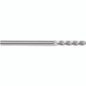 Morse Cutting Tools 57193 Ball Nose End Mill, 1/4" Dia. x 1" LOC x 1/4" Shank Dia. x 4" OAL, 4 FL, Carbide, Uncoated, Series 5942 - 1026496
