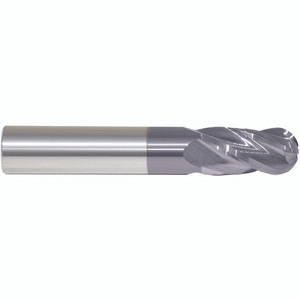 Morse Cutting Tools 92659 Ball Nose End Mill, 27/64" Dia. x 1" LOC x 7/16" Shank Dia. x 2-3/4" OAL, 4 FL, Carbide, AlTiN, Series 5942T - 1028317