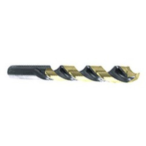 Morse Cutting Tools 12074 Jobber Drill, 1/4"-E Dia., 1/4" Shank Dia., 4" OAL, 2-3/4" Flute Length, 135 Degrees, Standard Flute, HSS, Black Oxide, Gold Oxide, Series 1384 - 1039670