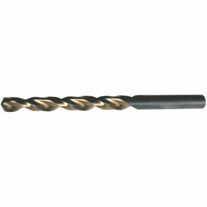 Morse Cutting Tools 15413 Jobber Drill, 1/4"-E Dia., 1/4" Shank Dia., 4" OAL, 2-3/4" Flute Length, 135 Degrees, Wide Land Parabolic Flute, HSS, Black Oxide, Gold Oxide, Series 1354 - 1039815