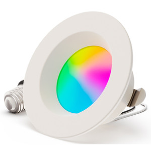Infibrite Recessed Retrofit LED Sleek Downlight Kit, 4 Inch, Smart Multi-Color RGB 2700K-6500K, 810 Lumens, 9 Watts - IB-005-1-9W-WH