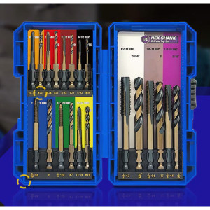 JEFE HEX Handree 29 Pcs Fractional Jobber Length Drill Bit Set, W4, 135 Degrees Split Point, Three Flats Shank, Black and Gold Finish - JH707329
