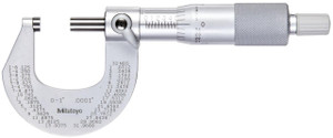 Mitutoyo Outside Micrometer, Manual 0-1" Ratchet Stop - 101-113