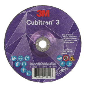 3M Cubitron™ 3, Cut & Grind Wheel, 4.5" Diameter, 1/8" Thickness, 7/8" Hole Size, 13300 Max. RPM