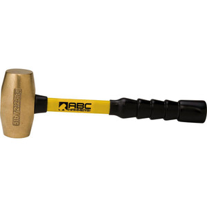 ABC Hammers 5 lb Brass Striking Hammer, Non-Sparking, Non-Marring 1-7/8 Face Diam, 4-3/4 Head Length, 14 OAL, 12 Fiberglass Handle, Double Faced 1-7/8" Face Diam, 4-3/4" Head Length, 14" OAL, 12" Fiberglass Handle ABC5BFB - 23086770