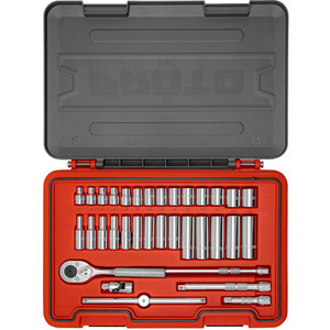 Proto Socket Set: 34 Pc, 5/16 to " Socket 6 Points J52234S - 19580307