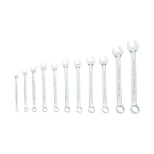 Klein Tools Combination Wrench Set: 11 Pc, Metric 15 ° Head Offset Angle, Chrome-Plated 68502 - 56299456