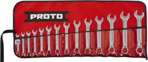 Proto Extra Short Combination Wrench Set: 14 Pc, Metric Chrome-Plated J1200MES-14 - 61619888