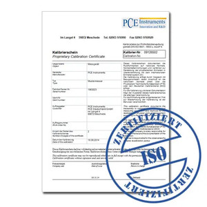 PCE Instruments Calibration Certificate - CAL-PCE-UCI