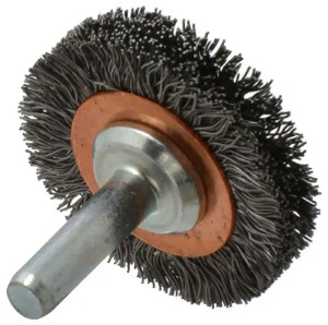 Anderson Wire Brush #08586, Crimped Wire, Stem Mounted, 1-1/2" Wheel Dia., 0.0118" Wire Dia. - 96-369-4