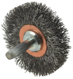 Anderson Wire Brush #08738, Crimped Wire, Stem Mounted, 2" Wheel Dia., 0.0118" Wire Dia. - 96-370-2