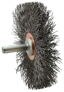 Anderson Wire Brush #09055, Crimped Wire, Stem Mounted, 3" Wheel Dia., 0.014" Wire Dia. - 96-374-4