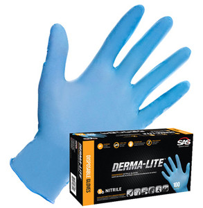 SAS Safety Derma-Lite Nitrile Gloves Thickness 5 Mil, 100 per Box, Size LG - SAS6608