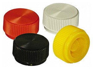 Press Fit Thumb Screw Knobs, Yellow Knurled Knobs 100 Piece Set, 1/4" Screw Size, 1" Head Dia - 99-504-3