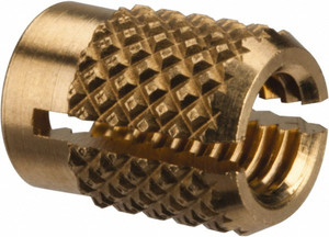 E-Z LOK M4x0.70 Metric Coarse Brass Flush Press Fit Threaded Insert for Plastic 5/16" OAL, 0.23" Insert Diam, 7/32" Hole Diam, 7/32" Drill 240-M4-BR - 93441988