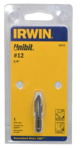 IRWIN Unibit Self-Starting Single Hole Step Drill #10312ZR, 3/8" Hole Dia., 1/4" Shank - 81-784-1