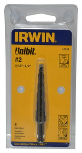 IRWIN Unibit Self-Starting Step Drill #10232, Cobalt, 6 Hole Sizes, 3/16 to 1/2" Hole Dia. - 54-324-9