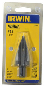 IRWIN Unibit Self-Starting Single Hole Step Drill #10313ZR, 1-1/8" Hole Dia., 7/16" Shank - 54-335-5