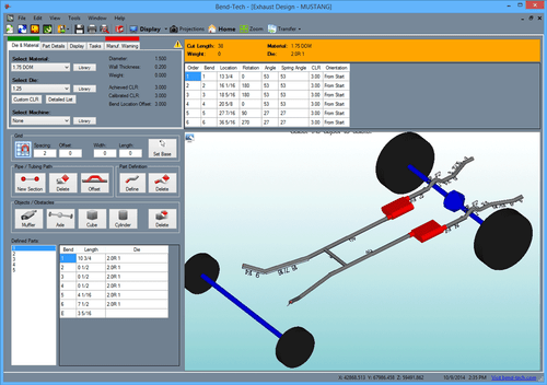 3D Parts & Components - Design and create exhaust tubes around axles, mufflers, gas tanks, and etc. Then the software will provide necessary bending instructions such as length, rotation, and angles, of the tubes with accurate exhaust tube bending and fabricating. 3D Parts & Components - Design and create exhaust tubes around axles, mufflers, gas tanks, and etc. Then the software will provide necessary bending instructions such as length, rotation, and angles, of the tubes with accurate exhaust tube bending and fabricating.