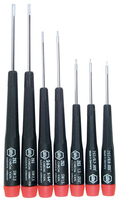 Wiha Precision Hex Metric Screwdrivers 7 Piece Set, 0.7 - 3.0mm - 26390 Wiha Precision Hex Metric Screwdrivers 7 Piece Set, 0.7 - 3.0mm - 26390
