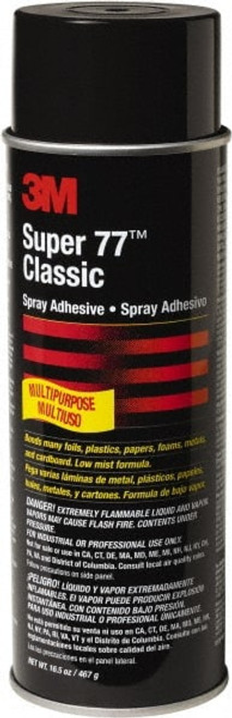 3M Spray Adhesive: 24 oz Aerosol Can, Clear - High Tack, 160 ° F Max Operating Temperature, 28 Sq ft Coverage, High Strength Bond, Flammable