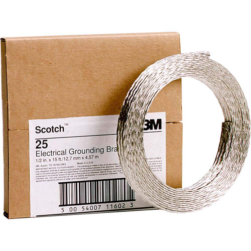3M 25 AWG, 1/2 Inch Diameter, 15 Ft., Braid, Grounding Wire Copper 7100011690 - 05228580 3M 25 AWG, 1/2 Inch Diameter, 15 Ft., Braid, Grounding Wire Copper 7100011690 - 05228580