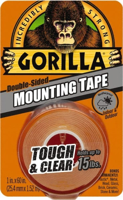 Gorilla Tough & Clear Double Sided Mounting Tape, 1 Inch x 60