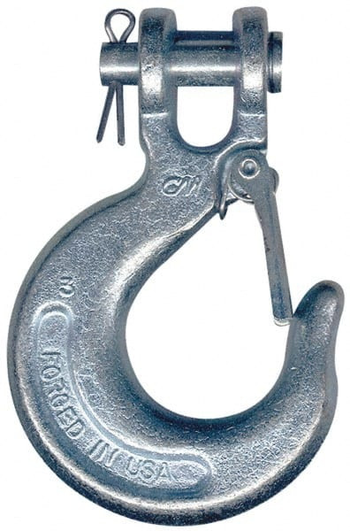 cm | Part #66173 | 1/4" Chain Dia, Grade 43 Clevis Hook | 2,600 Lbs. Load Capacity, 0.36" Inside Dia, 0.31" Pin Dia, 0.72" Hook Throat, 2.27" Overall