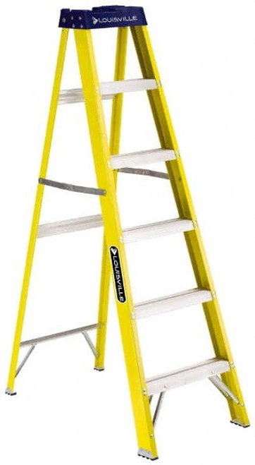 Louisville Ladder 5 Steps, 6 ft. High, Type I Rating, Fiberglass Step Ladder 250 Lb Capacity, 21-7/8