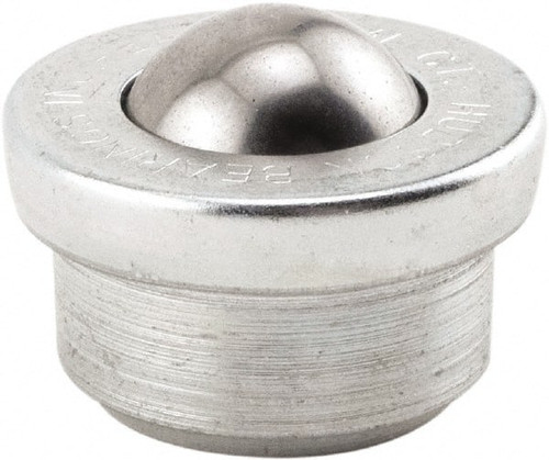 Hudson Bearings 5/8 Inch Diameter, Round, Carbon Steel Ball Transfer 1.1875 Inch Overall Diameter, 3/8 Inch Mount Height, 125 Lb. Capacity MBT-5/8CS - 42941641