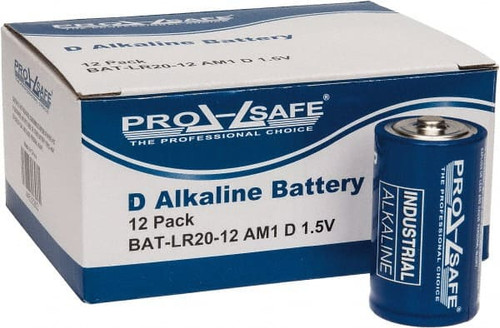 PRO-SAFE Pack of 12 Size D, Alkaline, Standard Batteries 1.5 Volts, Flat Terminal, LR20 BAT-LR20-12 - 44533263