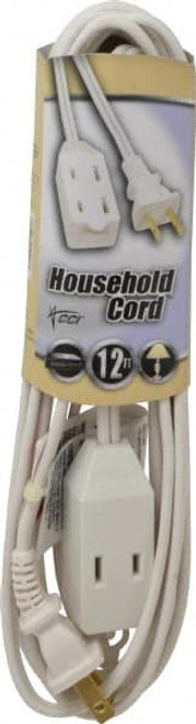 Southwire 12 ft., 16/2 Gauge/Conductors, White Indoor Extension Cord 1 Receptacle, 13 Amps, 125 VAC, UL SPT-2, NEMA 1-15P, 1-15R x 3 94138901 - 54092523 Southwire 12 ft., 16/2 Gauge/Conductors, White Indoor Extension Cord 1 Receptacle, 13 Amps, 125 VAC, UL SPT-2, NEMA 1-15P, 1-15R x 3 94138901 - 54092523