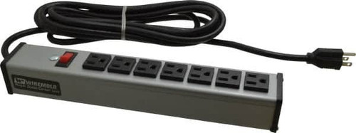 Legrand Wiremold 7 Outlets, 120 Volts, 15 Amps, 15 ft. Cord, Power Outlet Strip Free Hanging Mount, 5-15 NEMA Configuration, 13