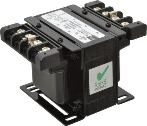 Sola/Hevi-Duty 1 Phase, 0.1 kVA, Control Transformer 2 Input, 1 Output Winding, 60, 50/60 at 220 V x 440 V, 50/60 at 230 V x 460 V Hz, 4.61 Inch Deep x 2.96 Inch High, 131°F Temp Rise E100 - 80252265